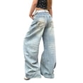 thumbnail image 3 of Barrel Jeans Women 2026 Trendy Washed Blue High Waisted Loose Fit Wide Leg Baggy Jeans Denim Pants Streetwear, 3 of 6