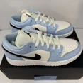 thumbnail image 2 of Ni-k-e Air Jordan 1 Low GS Ice Blue Black-Sail Shoes 554723-401 Youth/Women's NEW!, 2 of 6