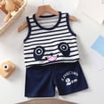 thumbnail image 2 of HCNTES Baby Adorable Vest Pajamas Kids Cute Sleeveless Top and Elastic Shorts Set for Toddler Daily Wear(A-Navy,5-6 Years), 2 of 5
