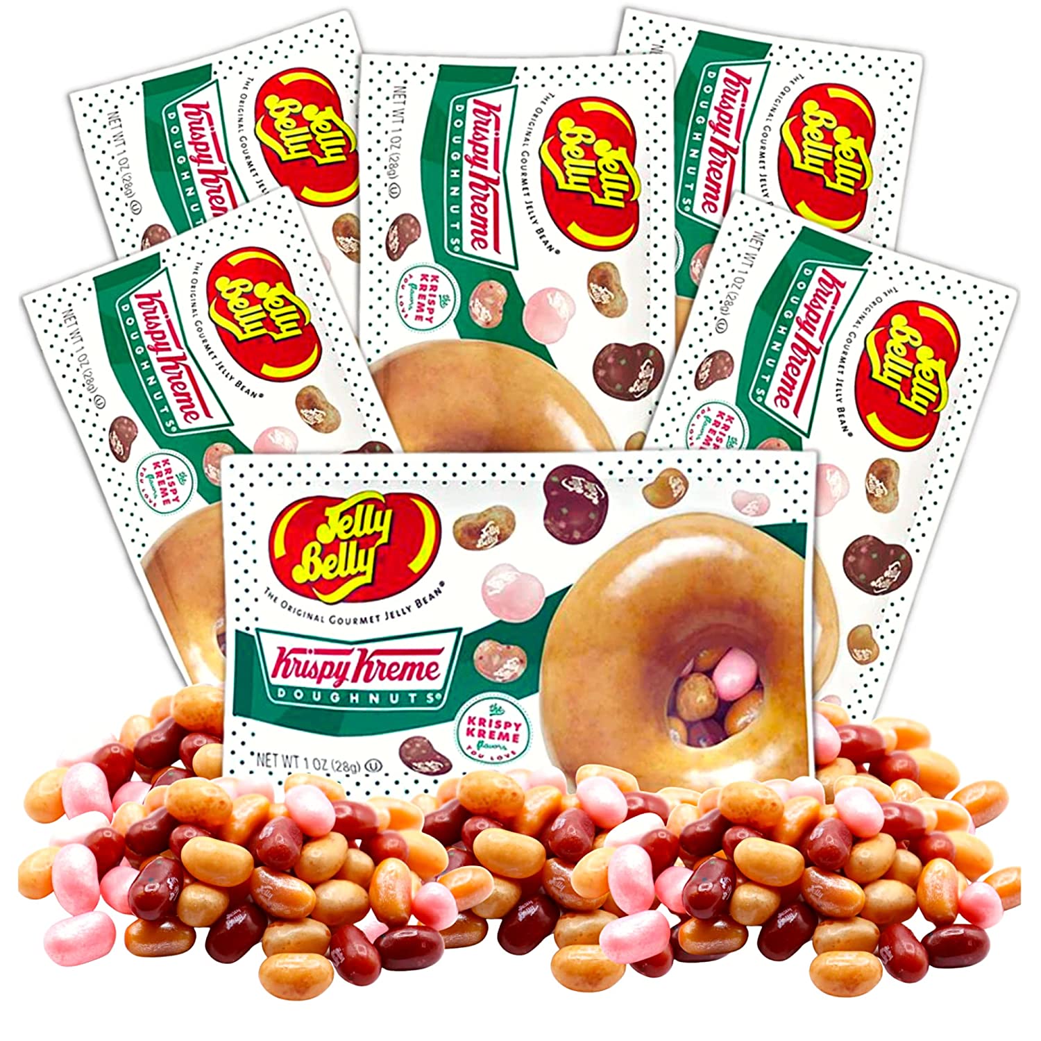 Krispy Kreme Jelly Beans Candy Single Serving Bags, Assorted Donut Flavored Chewy Candies and
