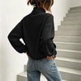 thumbnail image 6 of Women Quarter Zip Sweatshirt Sevevn Quarter Zip Stand Collar Relaxed Fit Fleece Fabric Kangaroo Pocket Drawstring Hem Lantern Long Sleeve For Daily Wear, 6 of 8