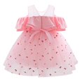 thumbnail image 2 of Robe Rose à Épaules Dénudées pour Fille Butterflies, Fête, Paillettes, Robe de Princesse, 2 of 7