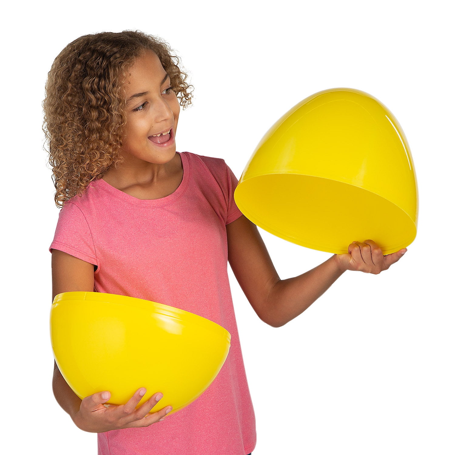 Fun Express 6 Pieces 14" Fillable Yellow Plastic Easter Eggs, Party Supplies, Easter