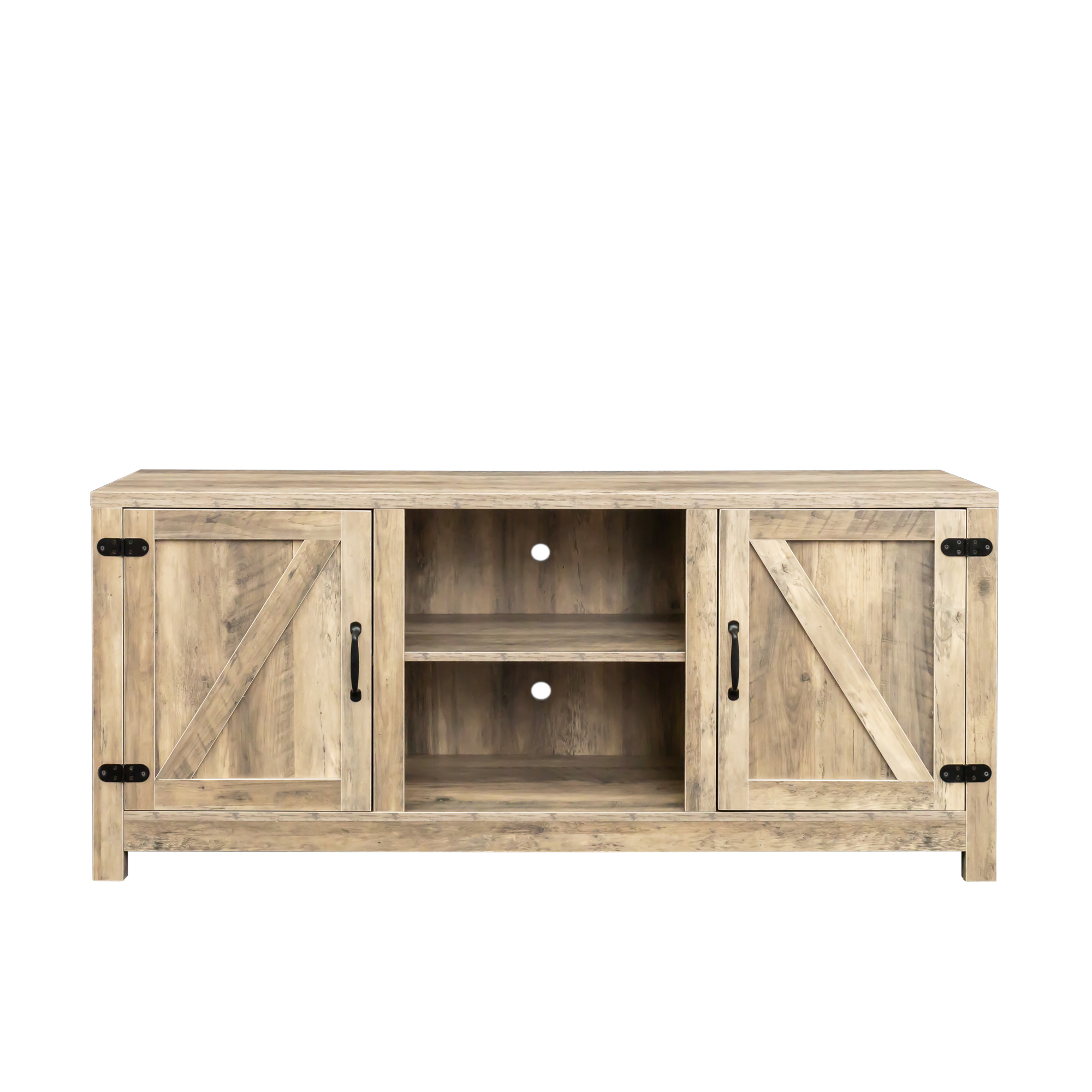 SUGIFT Modern Farmhouse TV Stand Rustic Barn Two-Door TV Cabinet for TVs up to 65", Gray Wash