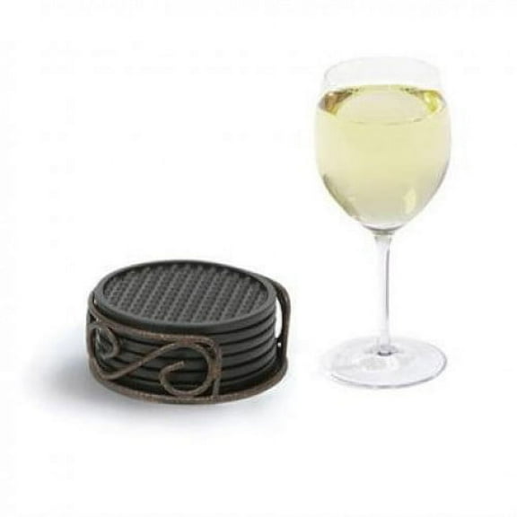 Spectrum Scroll Coaster Container Set - Color: Hammered Bronze #43826 - 2 Set of 6 Coasters