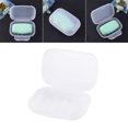 thumbnail image 2 of 2 jaboneras transparentes con doble agujero y hebilla, soporte portátil para el hogar, jabonera, contenedor para baño, camping, gimnasio, tamaño grande (blanco), 2 of 5
