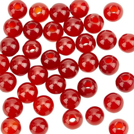 50Pcs 6mm Natural Carnelian Bead Natural Gemstone Beads Round Loose Spacer Beads 2mm Large Hole Beads Smooth Gemstones Stone Beads for Jewelry Making