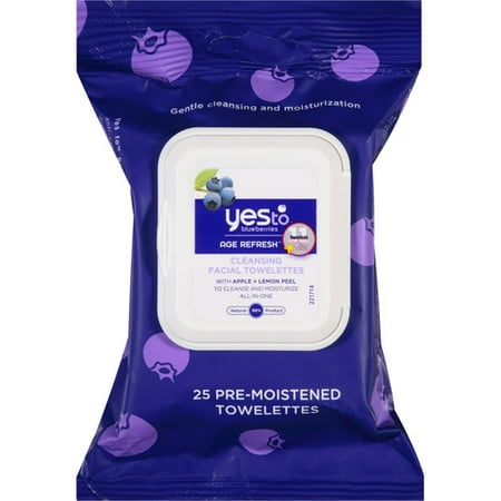 Yes to Blueberries Age Refresh Cleansing Facial Towelettes, 25 sheets