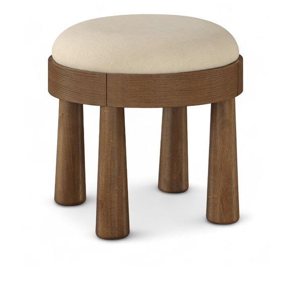 Meridian Furniture Larea Beige Linen Textured Fabric Upholstered Ottoman