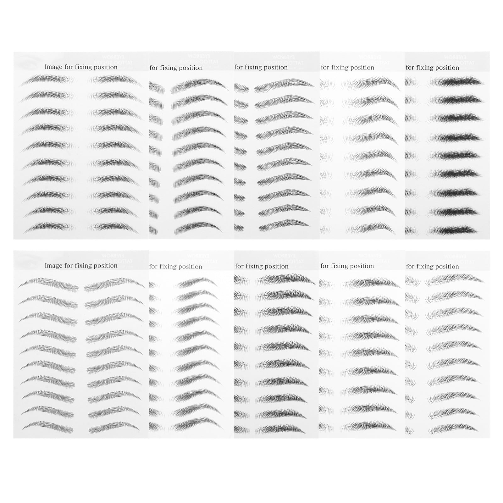 10 Sheets 3D Brow Stickers Eyebrow Stickers Waterproof Temporary Brow Tattoos