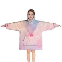 Pastel Rainbow Clouds Blanket Hoodies for Kids 6-13YR Oversize Wearable Blanket Hoodies for Boys Girls Teens