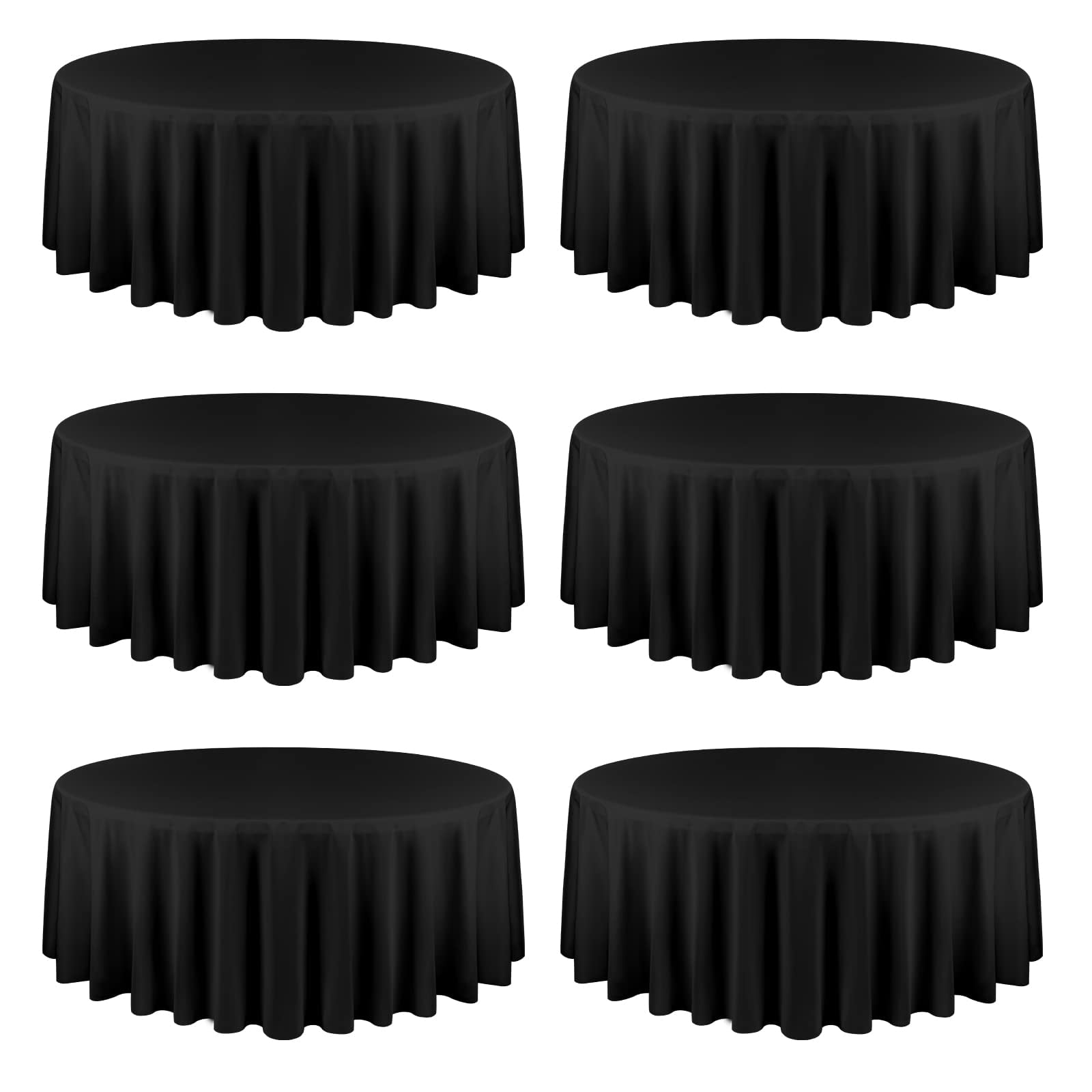 6 Pack Round Tablecloth Black Table Cloths 120 Inch Polyester Round Table Cloth,Black ...