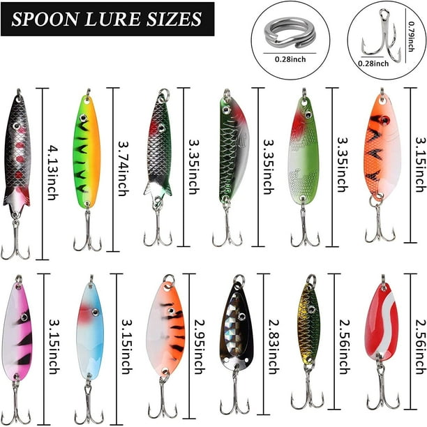 Agool Fishing Lures Kit For Trout - 30pcs/Box Fishing Spoons Spinners Spoon Lures For Pike Variety Kit Hard Metal Fishing