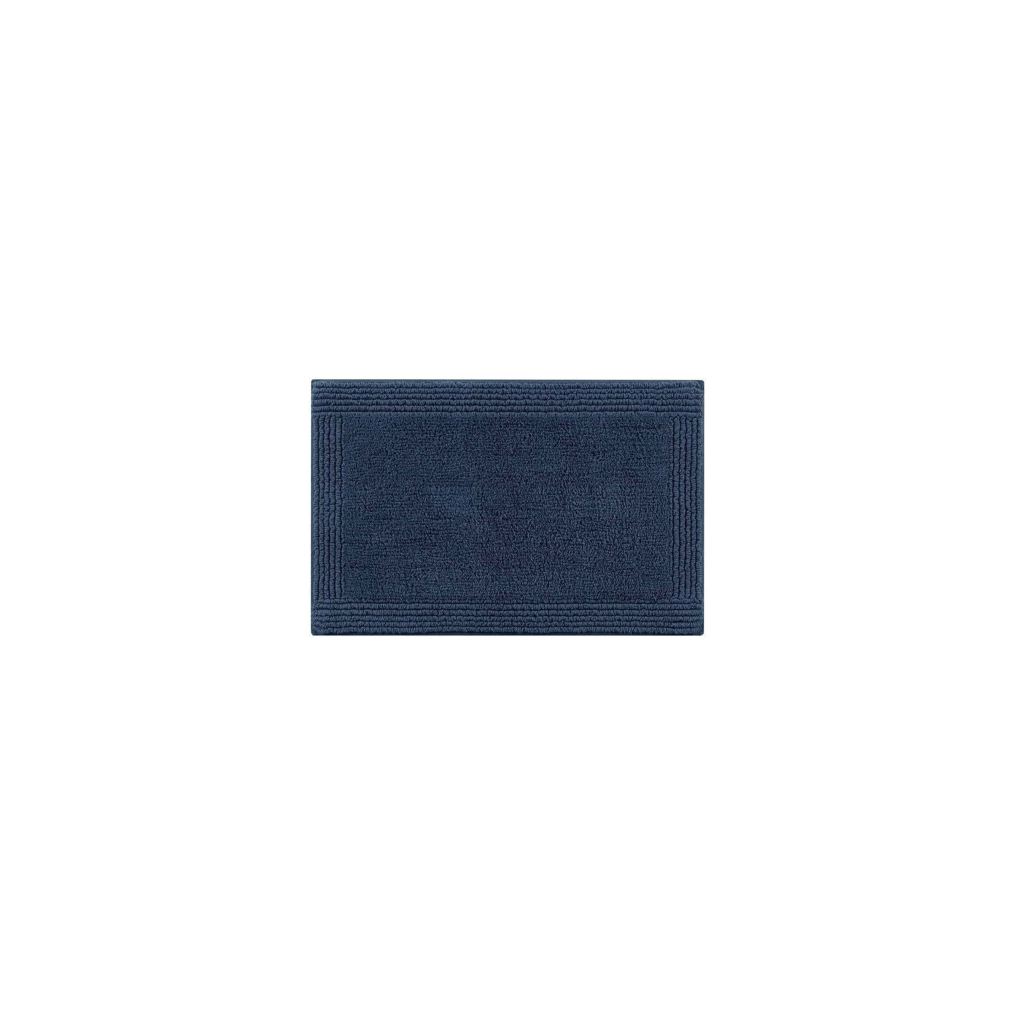 100% Cotton Tufted 3000 GSM Reversible Bath Rug 24x44" Navy Ultra Plush Dense Machine Washable Bathroom Rug