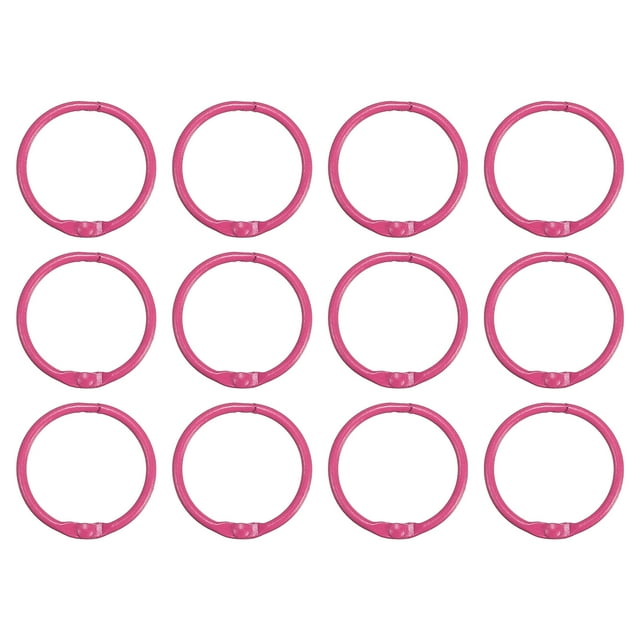 Unique Bargains 30mm Loose Leaf Binder Rings, 12 Pack 2.2mm Metal Flash Card Book Binding Rings for Key Chain Card, Pink