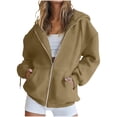 thumbnail image 2 of ZKCCNUK Sweatshirt for Women Zip up Hoodies Long Sleeve Fall Oversized Sweatshirts Fleece Jacket with Pockets,Sizes S-3XL, 2 of 8