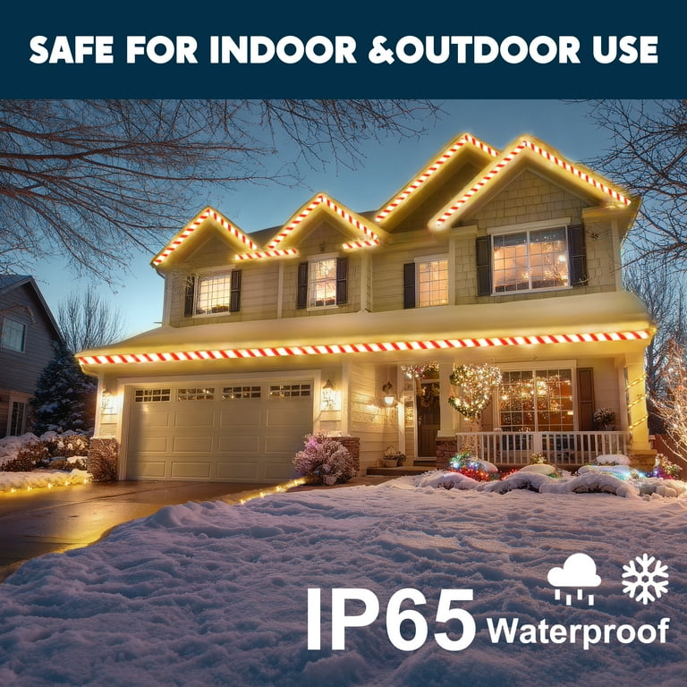 Joyfy 40FT 360 LED Candy Cane Rope Lights Christmas Outdoor Decoration Light,Red and White Christmas Lights Led Lights Light Up Candy Canes for Christmas Yard Holiday Decor