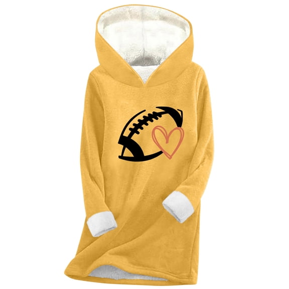 Women Warm Sherpa Lined Hoodies Cute Fleece Crewneck Sweatshirt Long Sleeve Warm Pullover Loungewear Cold Weather, 3XL Yellow