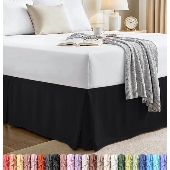 Utopia Bedding Full Bed Skirt - Soft Quadruple Pleated Ruffle - Easy Fit with 16 Inch Tailored Drop - Hotel Quality, Shrinkage and Fade Resistant (Full, Black)