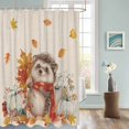 thumbnail image 3 of Fabric Shower Curtain Fall Animal Thanksgiving Pumpkin Hedgehog Leaves Linen Shower Curtains with 12 Hooks Waterproof Machine Washable Bath Curtains for Bathroom, 72 x 84in, 3 of 6