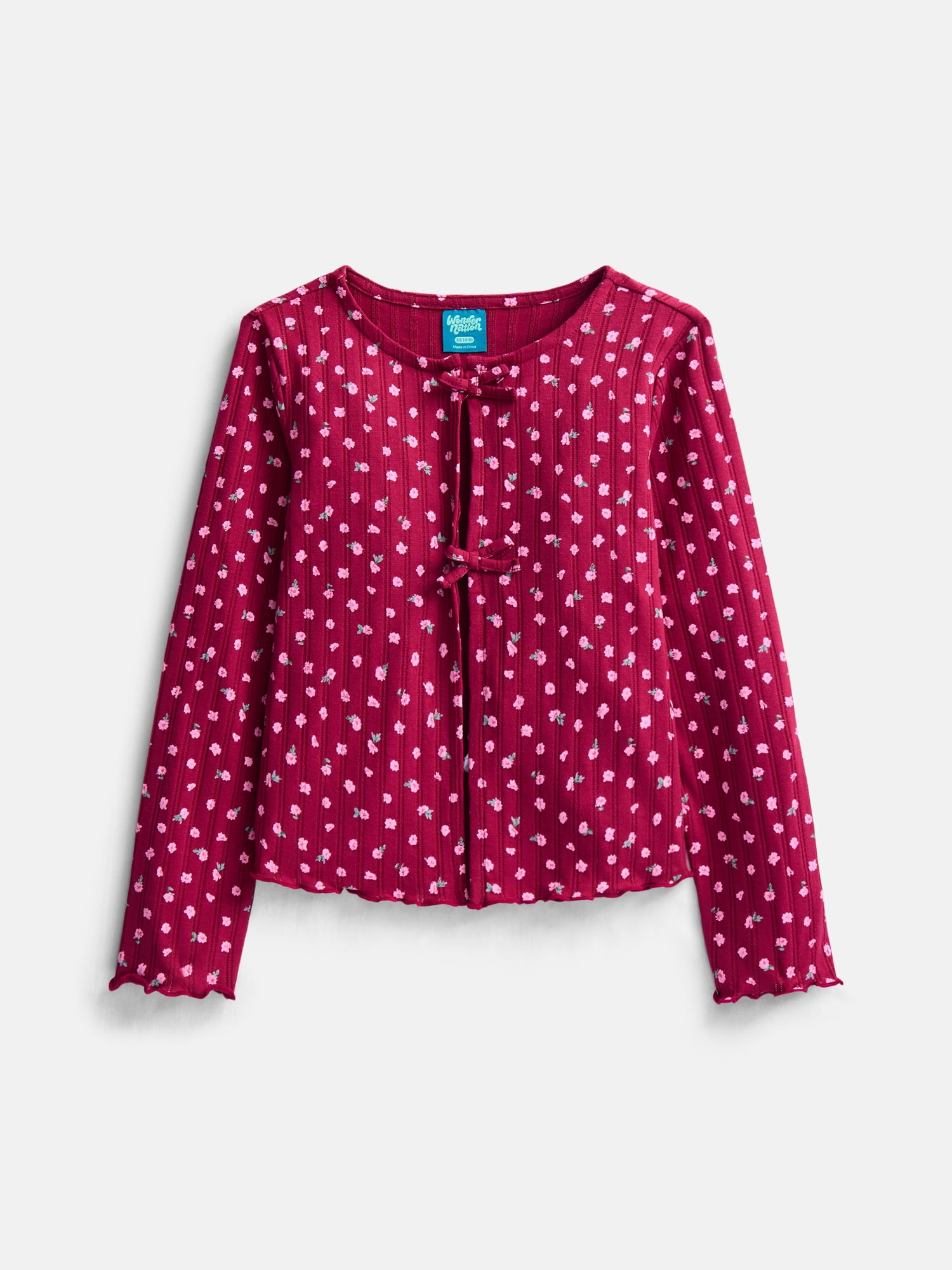 Wonder Nation Girls Ribbed Pointelle Knit Cami and Cardigan Set, Sizes 4-18