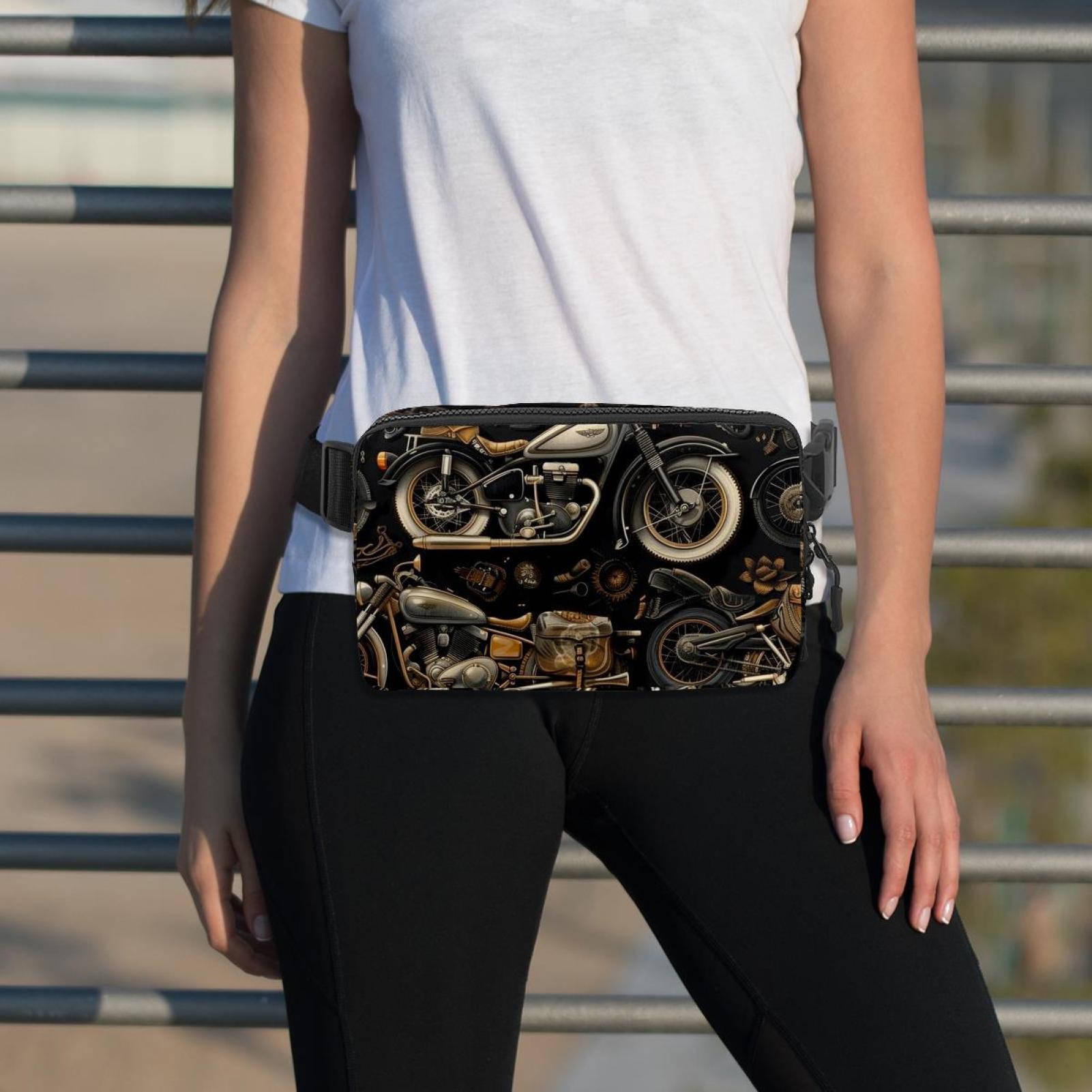 Motorcycle Versatile Lightweight Sling Bag Fanny Pack Cross Body Bag with Adjustable Extension Strap for Unisex