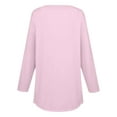 thumbnail image 4 of Breezora Womens Long Sleeve V Neck Button Down Shirt with Dropped Shoulder and Rounded Hem M Size Pink, 4 of 5