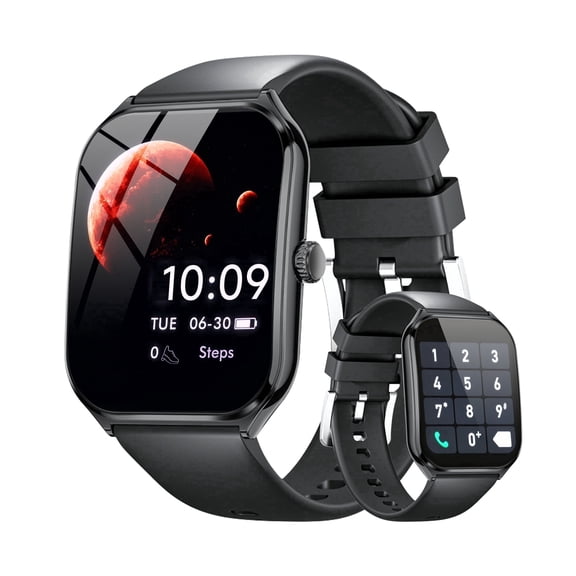 Smart Watch Fits for Android and IPhone, 1.96" AMOLED Curved Screen, Bluetooth Answer/Make Calls, Fitness Tracker, 110 Sport Modes, Smart Watches for Men Women, IP68 Waterproof, Gifts for Dad