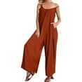 thumbnail image 4 of GILIGEGE Women Casual Overalls Jumpsuits Loose Sleeveless Spaghetti Strap Wide Leg Long Pants Romper with Pockets Women's Loose Jumpsuits Strap Stretchy Long Pant Romper Jumpsuit with Pockets, 4 of 6