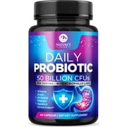 Probiotics 50 Billion CFU Per Capsule - 10 Premium Strains + Digestive Enzymes & Prebiotics - Best Probiotic for Women & Men, Supports Immune, Gut Health, Constipation, Gas & Bloating - 60 Capsules