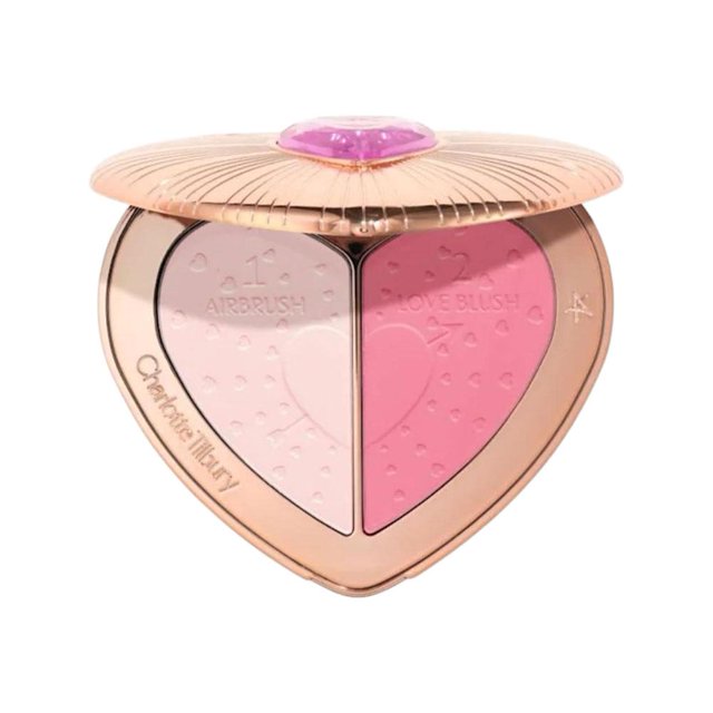 Dual-Tone Heart Blush Palette for Natural Gradient Cheeks All Skin Types Long-Lasting