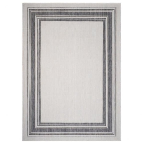 3 x 5 ft. Gray Framed Indoor & Outdoor Area Rug