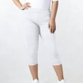 thumbnail image 5 of MLQIDK Womens Capris for Summer Plus Size Yoga Capri Pants Knee Length High Waisted Lightweight Leggings Dressy Casual Yoga Capris with Pockets White 3XL, 5 of 6