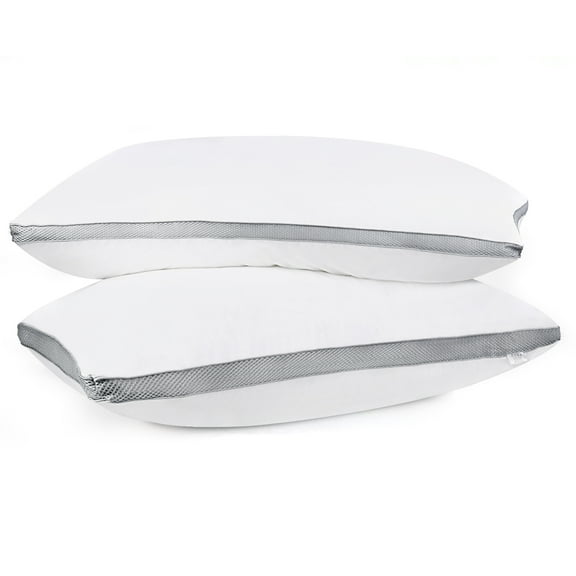 JML Queen Cotton Pillows 2-Pack,Soft Gusseted Overstuffed Bed Pillows,20" X 26"