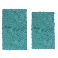 thumbnail image 2 of Home Weavers Inc Bell Flower Bathroom Rug, Cotton Soft, Water Absorbent Bath Rug, Non Slip Shower Rug Machine Washable 2 Piece Set(M+L) Turquoise, 2 of 5