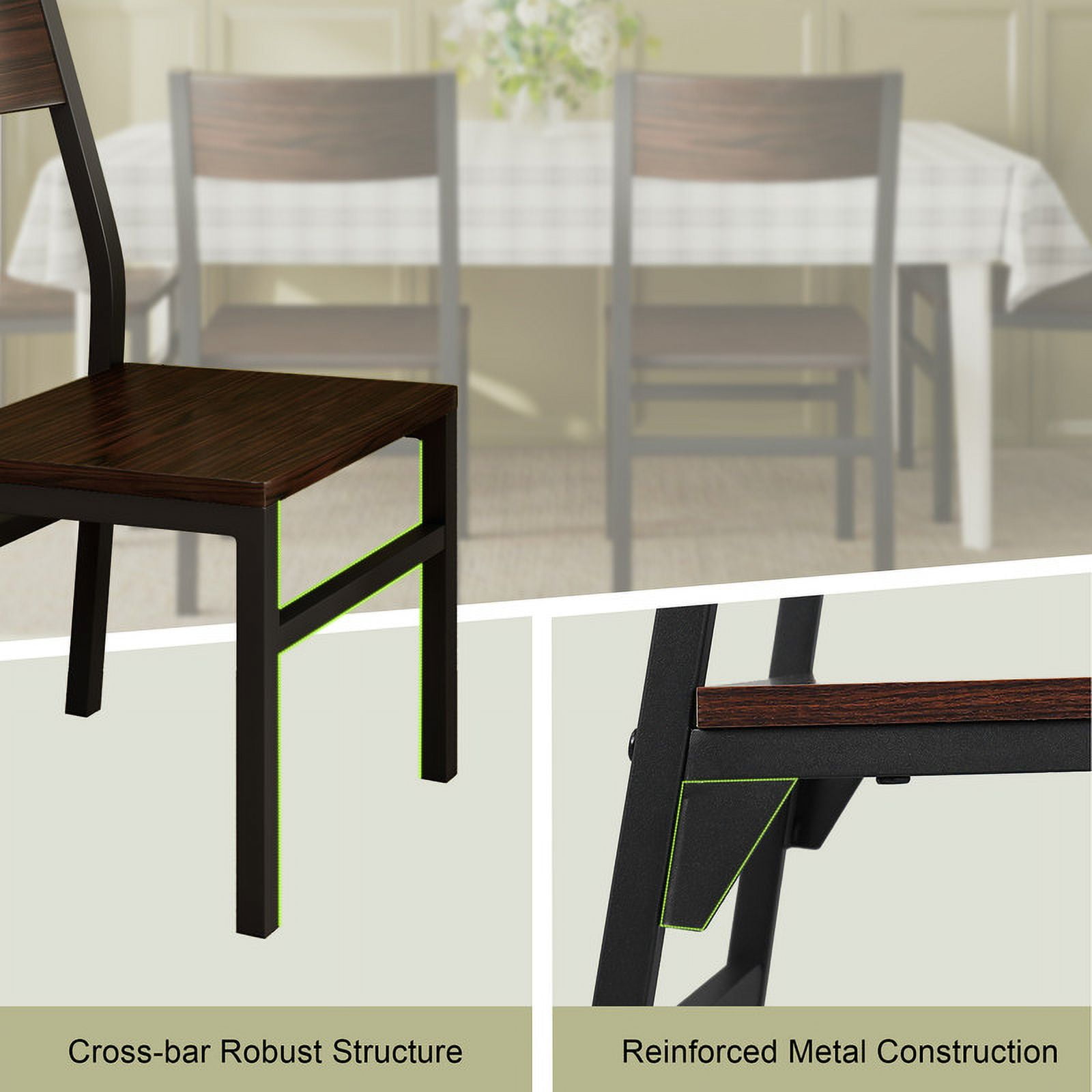 iPormis 35''Tall Dining Chairs Set of 6, Dining Room Chairs with MDF Board & Metal Frame, Perfect for Small Space, Easy Clean,Espresso