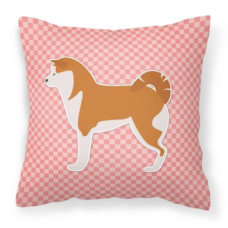 Caroline s Treasures BB3672PW1818 Akita Checkerboard Pink Fabric Decorative Pillow  18  x 18   Multicolor