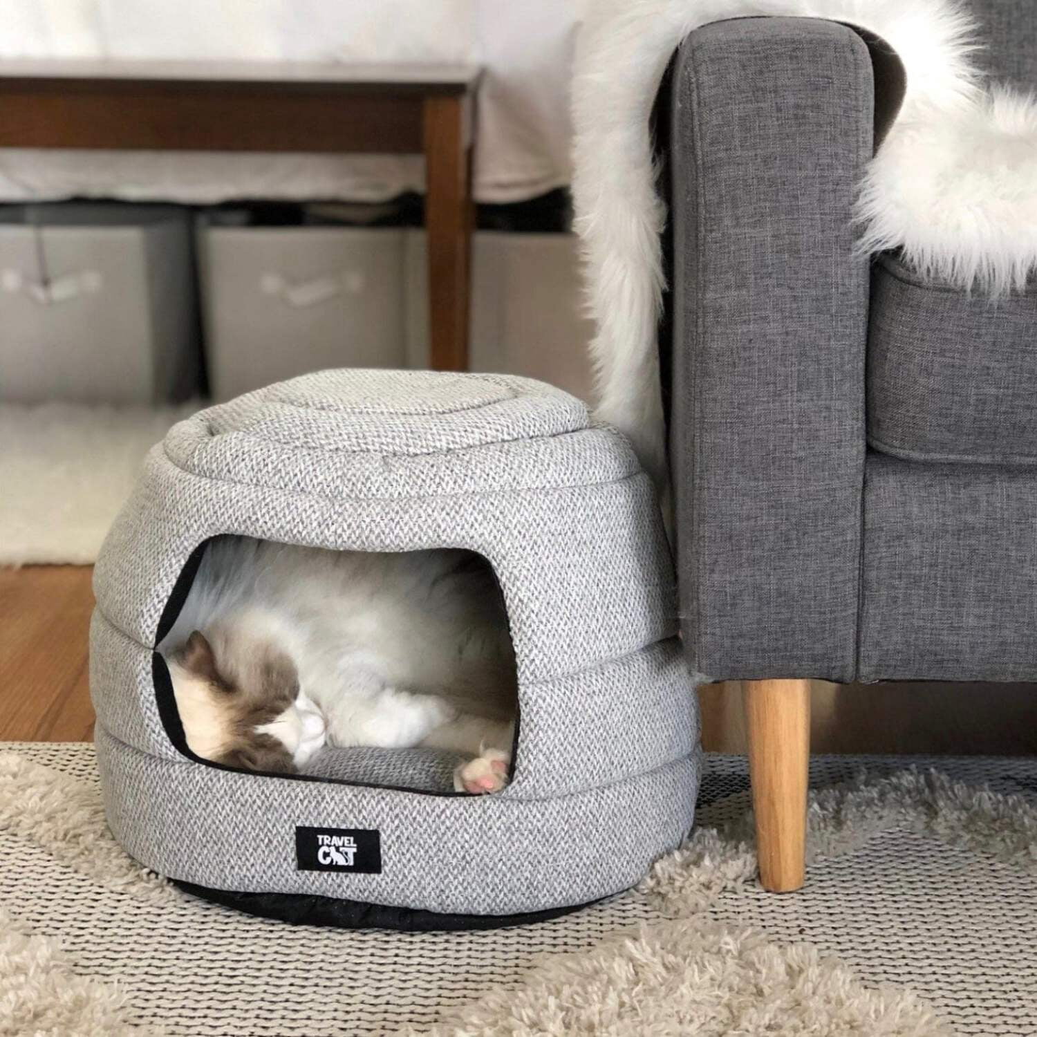 "The Meowbile Home" Convertible Cat Bed & Cave