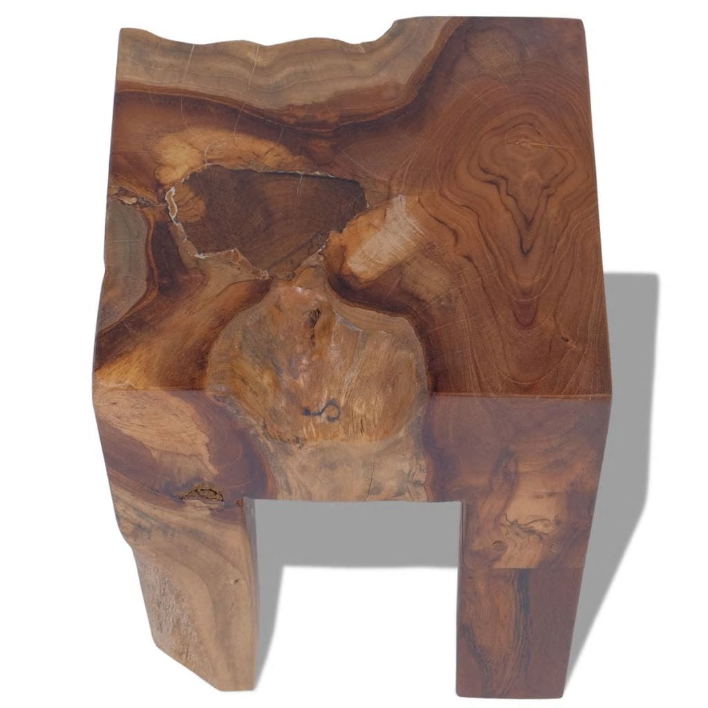 Kepooman 11.8" Modern Solid Teak Wood Square Side Accent Table Plant Flower Stand for Patio Living Room Bedroom, Brown