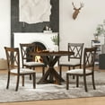 thumbnail image 2 of Roundhill Furniture Windvale 5-Piece Dining Set, Cross-Buck Round Table with 4 Stylish Chairs, Espresso, 2 of 12