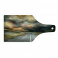 thumbnail image 1 of Nature Cutting Board, Dusty Storm Clouds and Thunder over Highway in Field Electrical Activity Print, Decorative Tempered Glass Cutting and Serving Board, Wine Bottle Shape, Orange Grey, by Ambesonne, 1 of 1