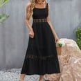 thumbnail image 2 of Summer Saving! Fashion Dresses for Womens 2025 Plus Size Solid Color Comfortable Loose Sleeveless Casual Cut-out Lace Dress, 2 of 9