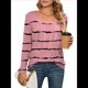 thumbnail image 1 of Camiseta Tipo Túnica de Larga con Cuello Cuadrado para Mujer, Holgada, de Cintura Alta, Estampada, para Otoño Rayas Negras S, 1 of 10