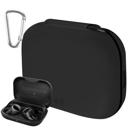 Geekria Silicone Case Cover Compatible with Echo Buds True Wireless Earbuds Earphones Skin Cover Protective Carrying Case with Keychain Hook Charging Port Accessible (Black)