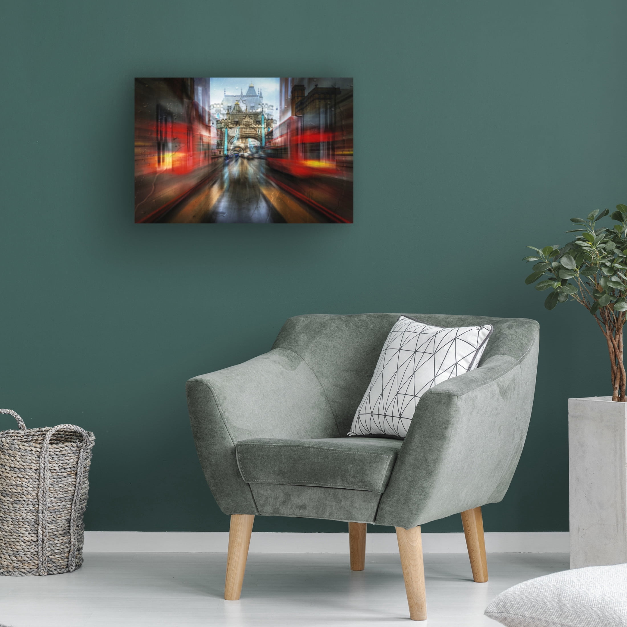 Canvas Wall Art - Orkidea W. 'The Red Bus' Wall Art for Living Room, Bedroom, or Office Décor by Trademark Fine Art - 19 x 12 Inches