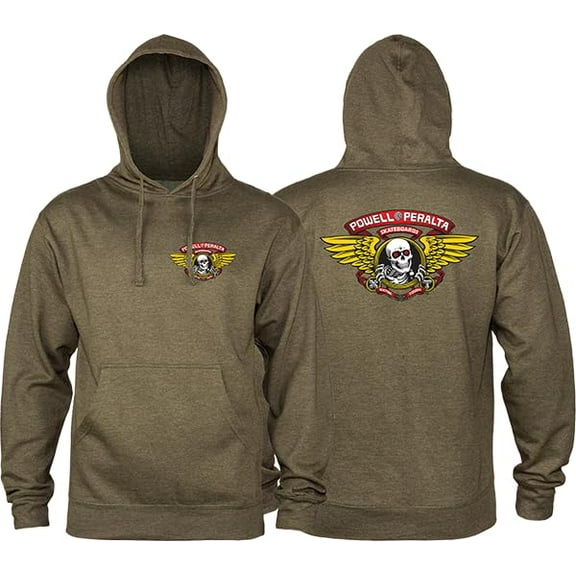 Powell Peralta Winged Ripper Hoodie Sweatshirt Small - Army Heather