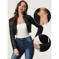 thumbnail image 2 of Bolero Shrug de Manga Larga para Mujer Chaqueta Corta de Cuero PU Negro M, 2 of 5