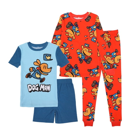 Dog Man Character Art Boy's 4-Pack Pajama Set -8