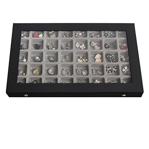 Ring Earring Jewelry Display Tray Show Case Box Organizer Storage Holder NEW W 