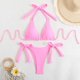 thumbnail image 5 of Trajes de baño para mujer, Trajes de baño para mujer, Traje de baño de bikini ajustado de cintura alta con escote en V, fruncido y abertura, con tirantes y cuello colgante, para mujer, 5 of 6